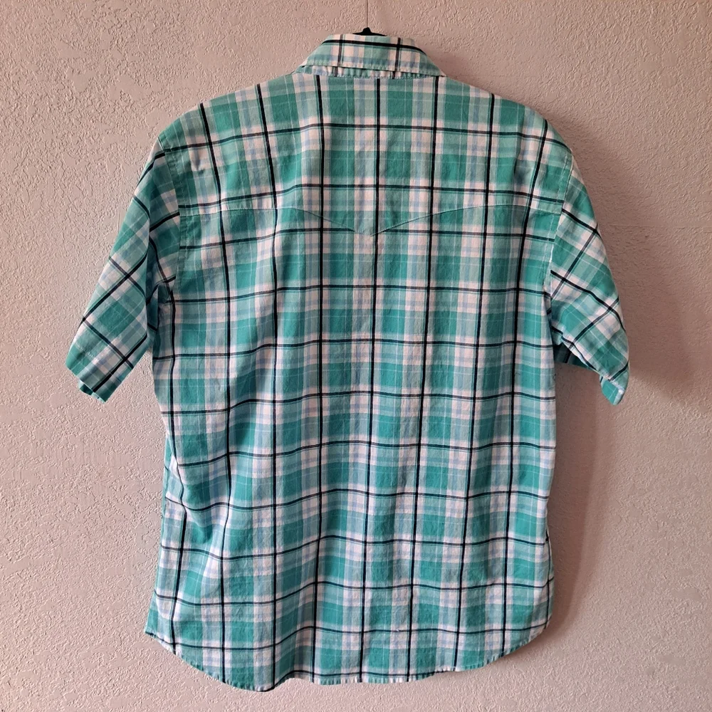Teal Wrangler Western plaid Shirt - Picture 6 of 6